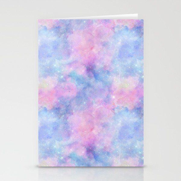Pink Blue Universe Painting Stationery Cards