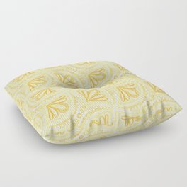 Textured Fan Tessellations in Warm Sunny Yellow Floor Pillow