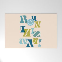 Born this way with a smiley face - Blue & Green Welcome Mat