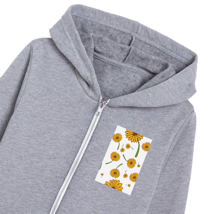 Daisy Pattern 01 with White Background Kids Zip Hoodie