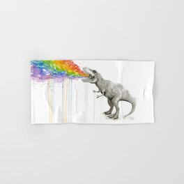 T-Rex Dinosaur Rainbow Puke Taste the Rainbow Watercolor Hand & Bath Towel