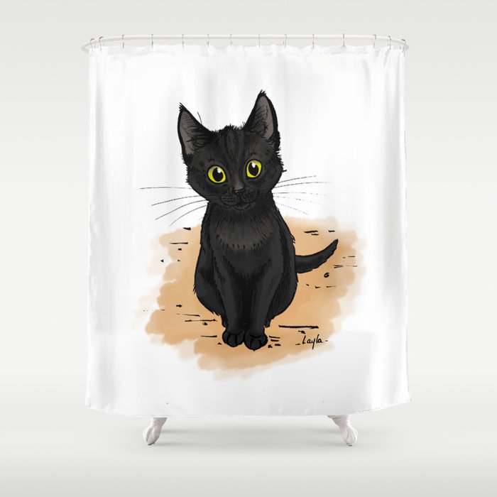 Black Cat Shower Curtain By Laylabenabid Society6