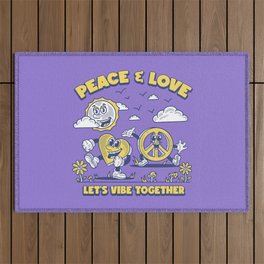 Peace & Love - Let's Vibe Together Outdoor Rug