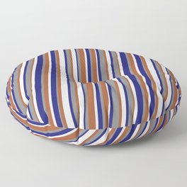 [ Thumbnail: Lavender, Midnight Blue, Gray, and Sienna Colored Lined/Striped Pattern Floor Pillow ]