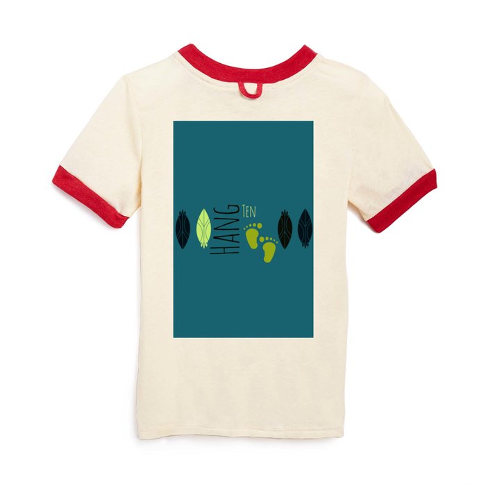Hang Ten Surf Board Turquoise Kids T Shirt by Hawaiian Surf Design