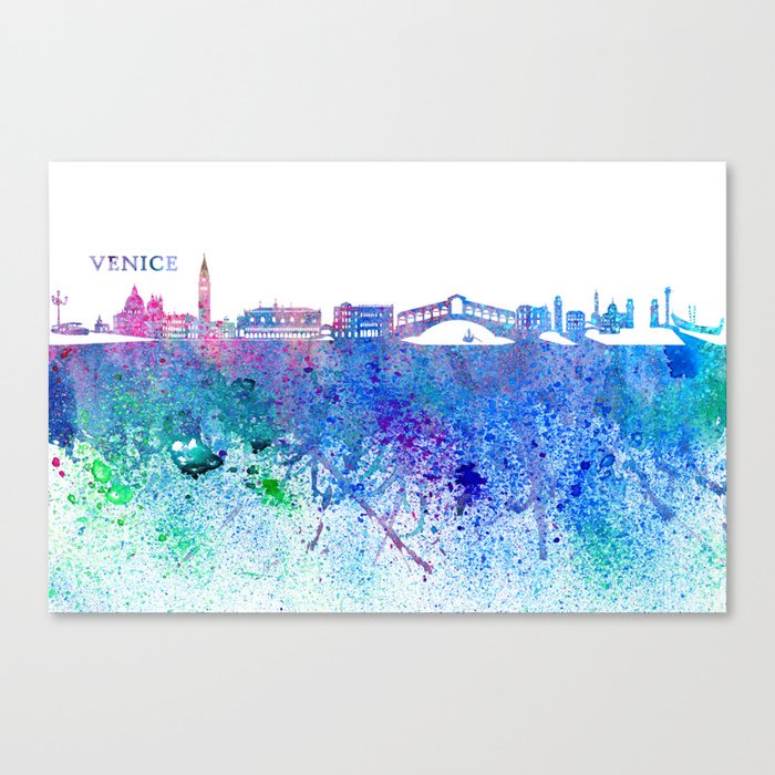 Venice Italy Skyline Silhouette An Impressionistic Splash - Dream Cities Series Canvas Print