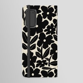 Black and White Retro Groovy Flowers  Android Wallet Case