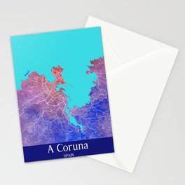 A Coruna Watercolor Map Stationery Card