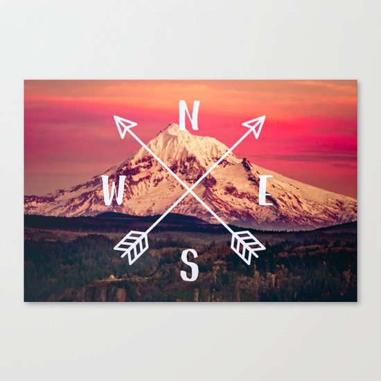 Snowy Mountain Compass Canvas Print