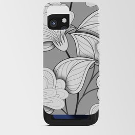 Seamless Monochrome Floral Pattern. Hand Drawn Floral Texture, Decorative Flowers iPhone Card Case