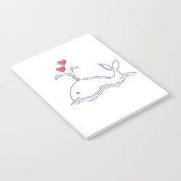 Cute whale with hearts Notebook
