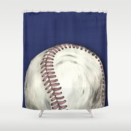Vintage Distressed Baseball Art Navy Blue Shower Curtain