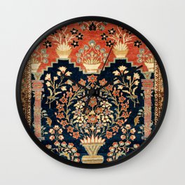 Kashan Poshti  Antique Central Persian Rug Print Wall Clock