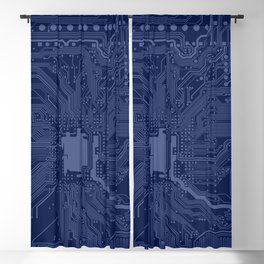 Blue Geek Motherboard Circuit Pattern Blackout Curtain