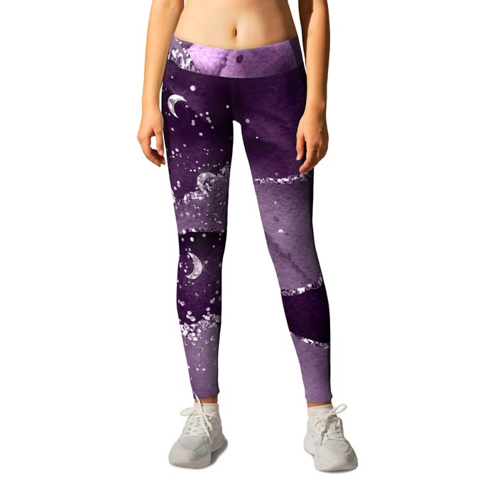 Purple Starry Agate Texture 02 Leggings