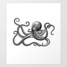 Octopus Black and White Kunstdrucke