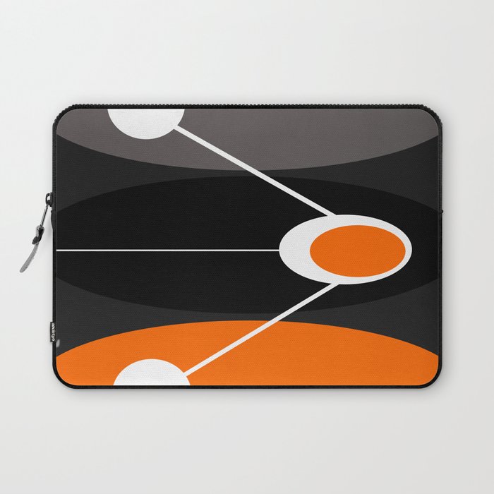 Orange, black, and gray Mid Century Modern Print Laptop Sleeve