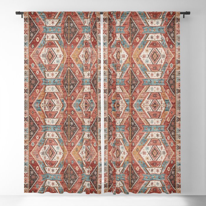 Geometric Oriental Vintage Traditional Moroccan Style Blackout Curtain