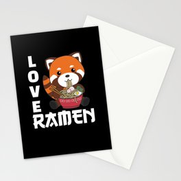 Powered By Ramen Cute Red Panda Eats Ramen Noodles Stationery Card