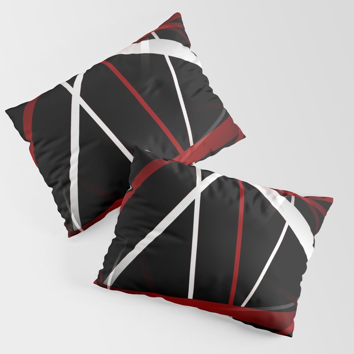 Seamless Red and White Stripes on A Black Background Pillow Sham