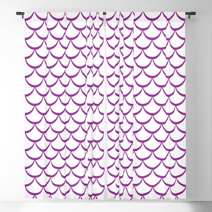 Purple and White Mermaid Scales Blackout Curtain