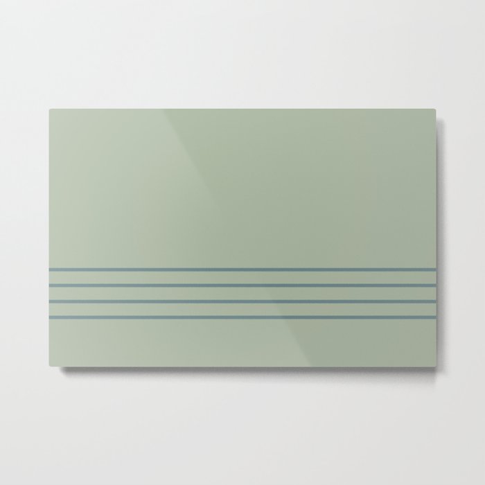 Muted Aqua and Green Line Pattern 2021 Color of the Year Aegean Teal & Salisbury Green  Metal Print