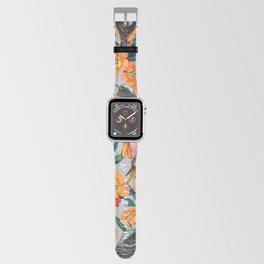 Orange Birds Florals - GREY Apple Watch Band