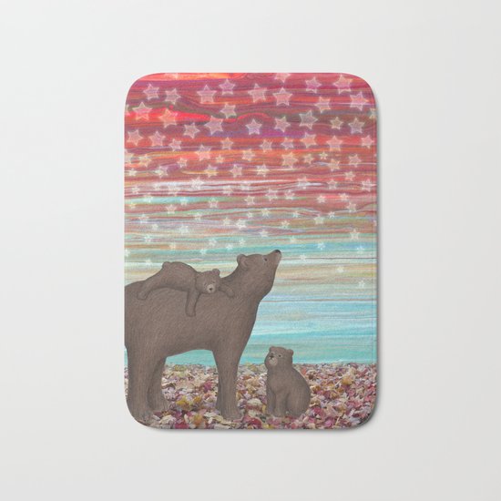 brown bears and stars Bath Mat