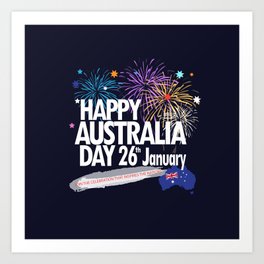 Happy Australia Day 26th January inscription poster with Australian Flag, Australia Map, stars and fireworks. Funny Australia, Patriotic National Holiday Festive Poster for gifts and clothing design. Festival Event decoration. T-Shirt Art Print | Holiday, Map, Day, Birthday, Pattern, Patriotic, Australia, Christmas, Graphicdesign, Flag 