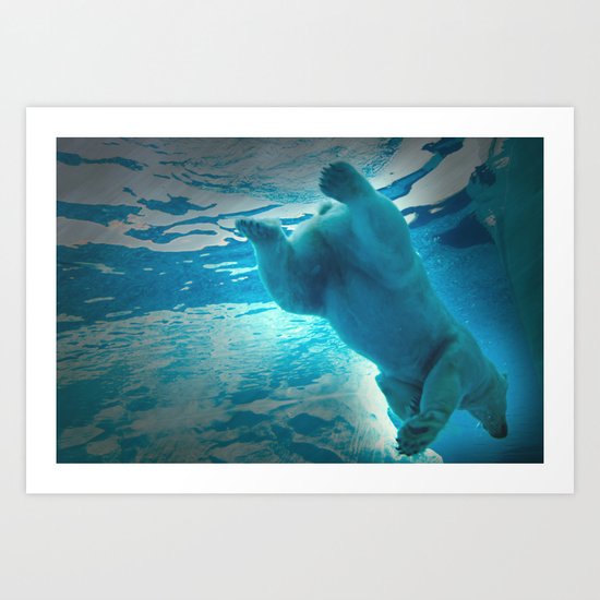 Polar Bear dive Art Print