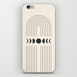 Geometric Lines and Shapes 9 in Black and Beige (Rainbow and Moon Phases Abstract) iPhone Skin