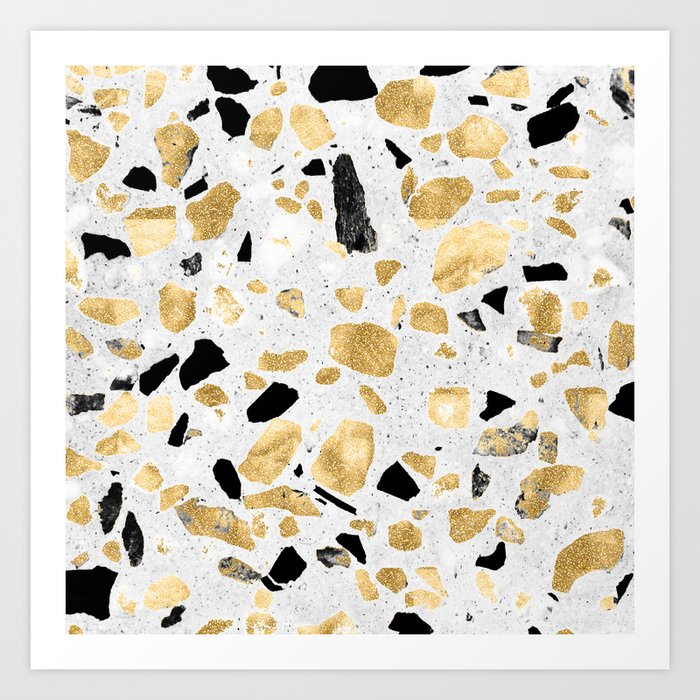 Classy gold vintage marble abstract Terrazzo Art Print