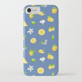 Lemons on Dark Blue iPhone Case