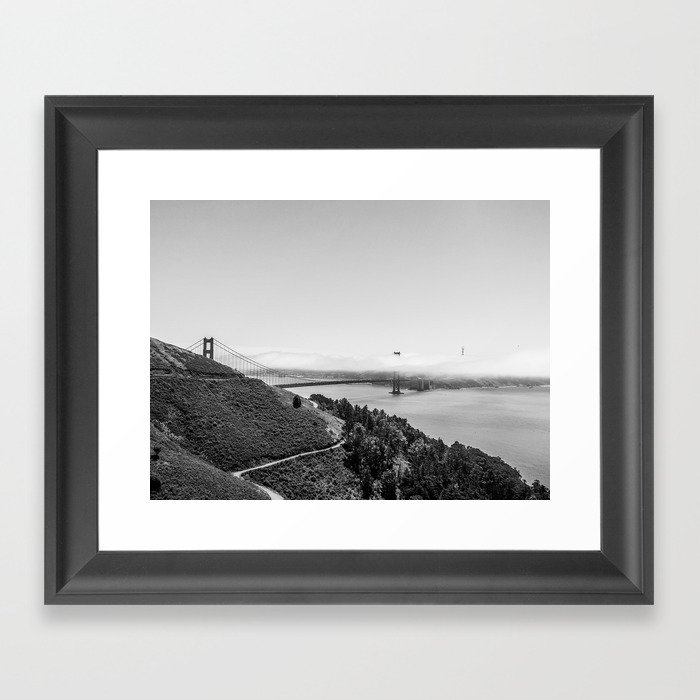 San Francisco Golden Gate Bridge black and white (1/4) Framed Art Print