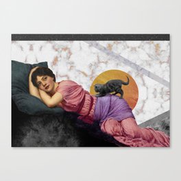 Marble Cat Woman Gold Canvas Print