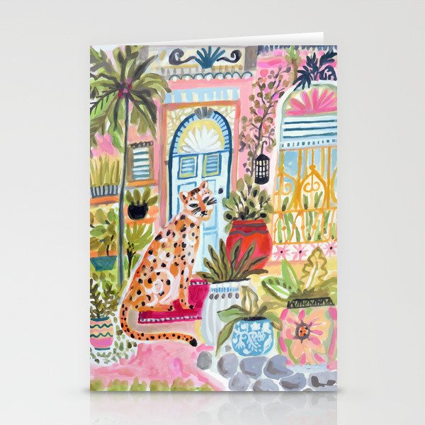 Cheetah in the City Pink Stationery Cards