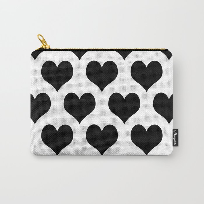White And Black Heart Minimalist Carry-All Pouch