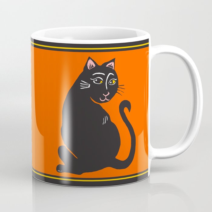 Black Cat With Orange Coffee Mug By Artistabigail Society6