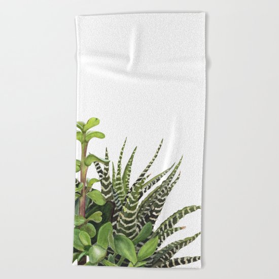 Watercolor Succulents Beach Towel