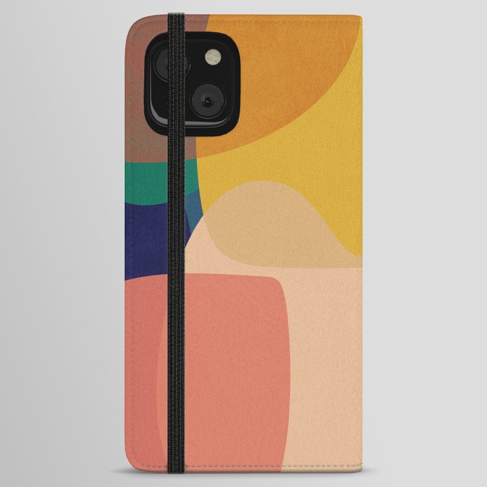 Modern abstract design colorful Mid-Century style smooth shapes iPhone Wallet Case