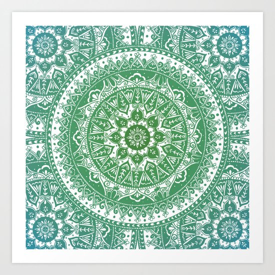Green Mandala Pattern Art Print