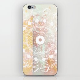 Delicate white mandala on pink iPhone Skin