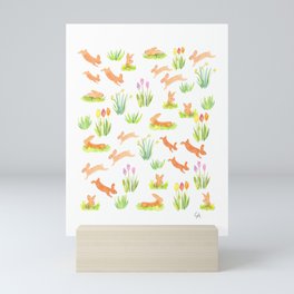 Jumping bunnies Mini Art Print