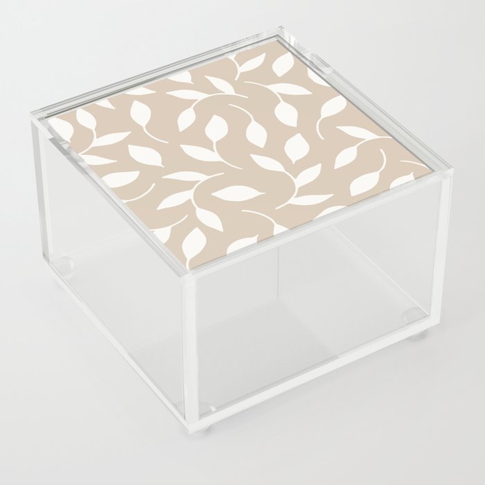 Beige and white leaves pattern Acrylic Box