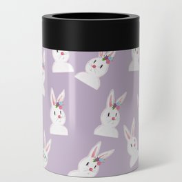 Easter Bunny With Glasses And Flowers Pattern Lavander Can Cooler