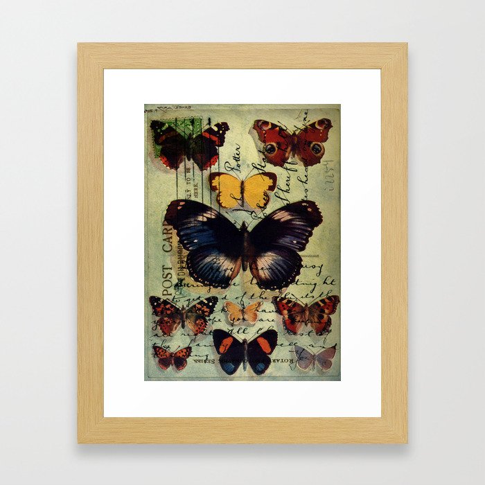 Postcard Butterflies Framed Art Print