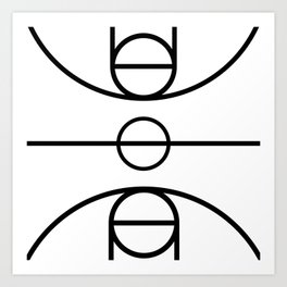 Basketball Court Art Print | Lines, Line, Digital, Societysix, Modern, Concept, Artwork, Black And White, Design, Outside 