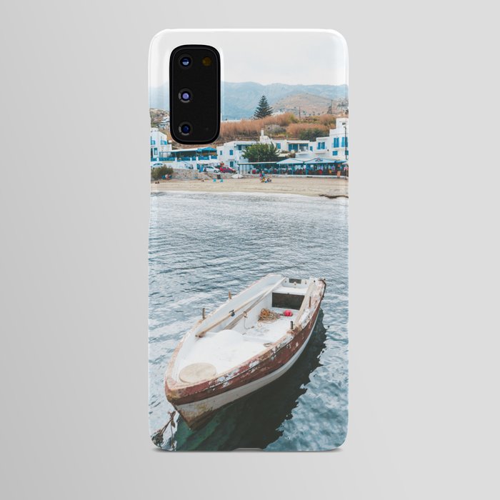 Small Fishers Boat in the Sea | Colorful Travel Photography on the Greek Islands Android Case