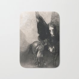 Pegasus and Bellerophon (1888) by Odilon Redon Bath Mat | Impressionism, Scary, Historical, Legend, Emotion, Vintage, Redon, Symbolism, Odilon, Mythic 