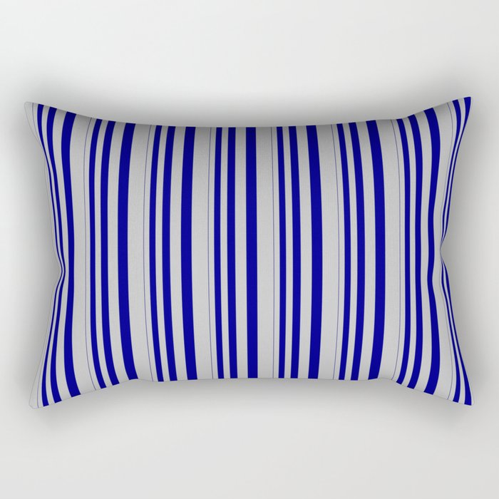 Blue & Grey Colored Stripes Pattern Rectangular Pillow